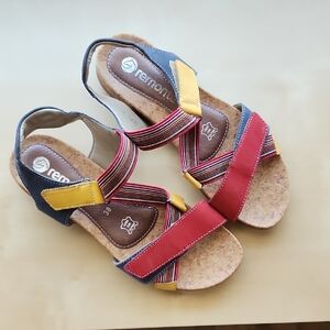 Remonte By Rieker Colorful Leather Sandals Size 7,5 EUR 38